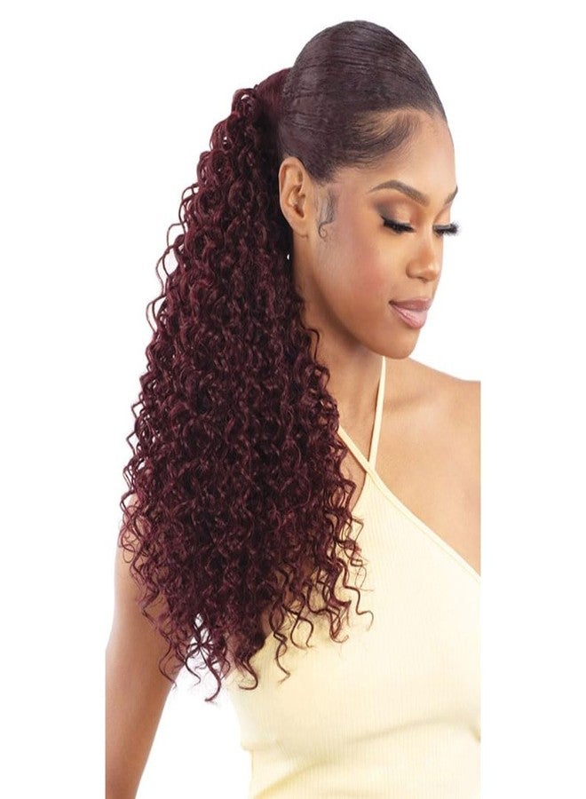 Shake-N-Go Weave Organique Pony Pro Ponytail Sleek Water Curl 18" with Secret Pocket made by Pre-sewn Weave (Color: 1B) - Image 1